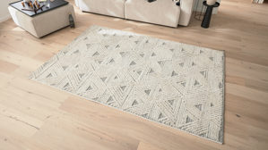Webteppich Roomio® aus Kunstfaser in Weiß Roomio® Teppich No. 8308 creme-grau gemustert - ca. 200 x 290 cm
