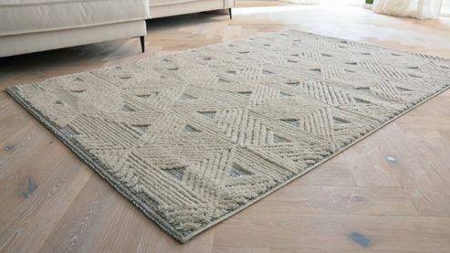 Webteppich Roomio® aus Kunstfaser in Weiß Roomio® Teppich No. 8308 creme-grau gemustert - ca. 133 x 190 cm