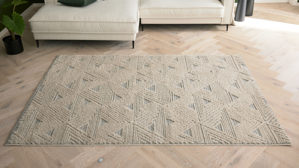 Webteppich Roomio® aus Kunstfaser in Weiß Roomio® Teppich No. 8308 creme-grau gemustert - ca. 133 x 190 cm