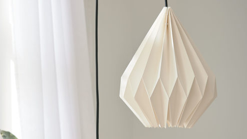 Pendelleuchte Roomio® aus Karton / Papier / Pappe in Weiß Roomio® Lampen No. 9808 - Hängelampe weißes Papier - Durchmesser ca. 30 cm