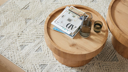 Couchtisch Roomio® aus Holz in Holzfarben Hell Roomio No. 2000 - Couchtisch weiß gewaschene Esche - Durchmesser ca. 60 cm