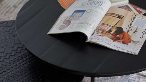 Couchtisch-Set Roomio® aus Holz in Schwarz Roomio No. 2001 - Couchtisch-Set schwarzes Mangoholz & schwarzes Metall - zweiteilig