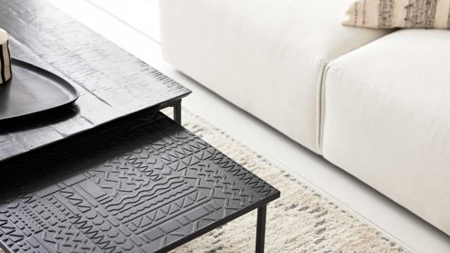 Couchtisch-Set Roomio® aus Holz in Schwarz Roomio No. 2001 - Couchtisch-Set schwarzes Mangoholz & schwarzes Metall - zweiteilig