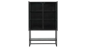 Vitrine Roomio® aus Holz in Schwarz Roomio No. 2001 - Vitrine schwarzes Mangoholz & Glas - zwei Türen, Höhe ca. 160 cm