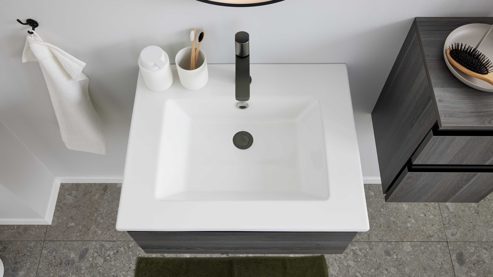 Waschtisch-Set / Waschbecken-Set Interliving aus Holz in Grau Interliving Bad Serie 3702 - Waschtisch-Set 7698 graue Cuneo Eiche - zweiteilig, Breite ca. 60 cm