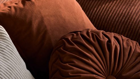 Einzelkissen Roomio® aus Stoff in Orange Roomio® Kissen No. 9401 rostfarbener Samt - Durchmesser ca. 42 cm