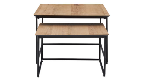 Couchtisch-Set Roomio® aus Holz in Holzfarben Roomio No. 2002 - Couchtisch-Set Eichefurnier & schwarzes Metall - zweiteilig