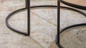 Couchtisch-Set Roomio® aus Holz in Holzfarben Roomio No. 2002 - Couchtisch-Set Eichefurnier & schwarzes Metall - zweiteilig