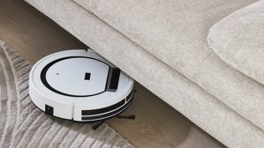 Polsterhocker modulmaster aus Stoff in Beige Modulmaster Serie MM-MP1181 - XL-Hocker ecrufarbenes Flachgewebe Cyber & schwarze Metallfüße – ca.  93 x 72 cm