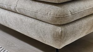 Ecksofa modulmaster aus Stoff in Beige Modulmaster Serie MM-MP1181 - Ecksofa ecrufarbenes Flachgewebe Cyber & schwarze Metallfüße – Stellfläche ca.  188 x 322 cm