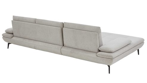 Ecksofa modulmaster aus Stoff in Beige Modulmaster Serie MM-MP1181 - Ecksofa ecrufarbenes Flachgewebe Cyber & schwarze Metallfüße – Stellfläche ca.  188 x 322 cm