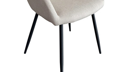 Vierfußstuhl Hela aus Stoff in Beige Armlehnenstuhl Maria S Beige & schwarzes Metall