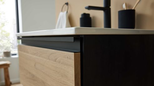 Waschtisch-Set / Waschbecken-Set Interliving aus Holz in Holzfarben Interliving Bad Serie 3702 - Waschtisch-Set 7771 naturfarbene Cuneo Eiche - zweiteilig