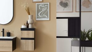 Unterschrank Interliving aus Holz in Holzfarben Interliving Bad Serie 3702 - Unterschrank 7771 mit Ablageplatte naturfarbene Cuneo Eiche - zwei Schubladen, Breite ca. 30 cm