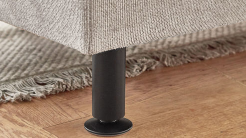 Polsterhocker modulmaster aus Stoff in Beige Modulmaster MM-ZE1148 - XXL-Hocker ecrufarbenes Flachgewebe Cyber & Fuß Z002-M01 - ca. 130 x 65 cm