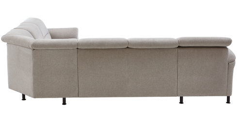 Ecksofa modulmaster aus Stoff in Beige Modulmaster MM-ZE1148 - Wohnlandschaft ecrufarbenes Flachgewebe Cyber & Fuß Z002-M01 - Stellfläche ca. 336 x 268 cm