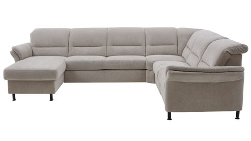 Ecksofa modulmaster aus Stoff in Beige Modulmaster MM-ZE1148 - Wohnlandschaft ecrufarbenes Flachgewebe Cyber & Fuß Z002-M01 - Stellfläche ca. 336 x 268 cm