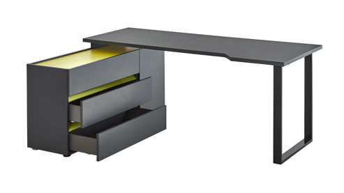 Eckschreibtisch Möbel rudolf aus Holz in Dunkelgrau Jugendzimmer Serie ZE 1 - Eckschreibtisch Schiefergrau & Apfelgrün - Stellfläche ca. 160 x 128 cm