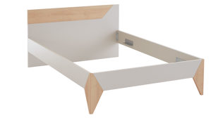 Einzelbett Möbel rudolf aus Holz in Weiß Jugendzimmer Serie ZE 1 - Bettgestell Weiß & Eichefarben - Liegefläche ca. 120 x 200 cm