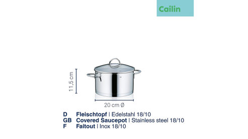 Fleischtopf Kela | keck & lang aus Metall in Edelstahl Fleischtopf Cailin Edelstahl & Klarglas - Durchmesser ca. 20 cm