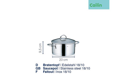 Bräter Kela | keck & lang aus Metall in Edelstahl Bräter Cailin Edelstahl & Klarglas - Durchmesser ca. 20 cm