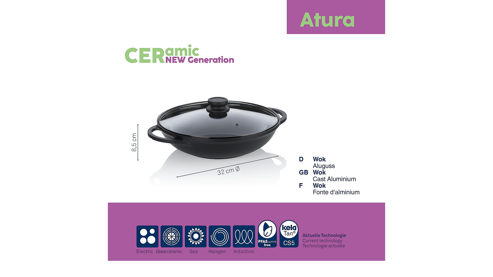 Wok Kela | keck & lang aus Metall in Schwarz Wok Atura Schwarz & Glas - Durchmesser ca. 32 cm