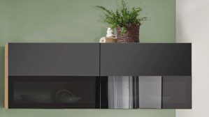 Einbauküche Pino aus Holz in Graphit pino Einbauküche inklusive Einbaugeräte Grafit & Evoke Eiche - Länge ca. 290 cm