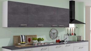 Einbauküche Pino aus Holz in Grau pino Einbauküche inklusive Einbaugeräte Lichtgrau & Graphitgrau - zweizeilig