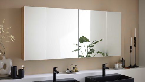 Spiegelschrank Interliving aus Holz in Weiß Interliving Bad Serie 7198 – Spiegelschrank-Set zweiteilig, Länge ca. 160 cm