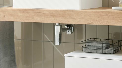 Zubehör Interliving aus Kunststoff in Chrom Interliving Bad Serie 7490 – Design-Siphon verchromter Kunststoff