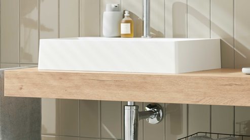 Waschtisch-Set / Waschbecken-Set Interliving aus Holz in Holzfarben Interliving Bad Serie 7490 – Konsolen-Set Eiche Sierra - Länge ca. 140 cm