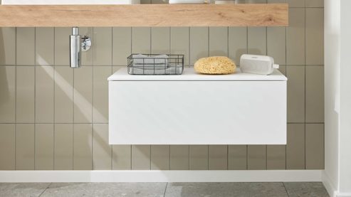 Unterschrank Interliving aus Holz in Weiß Interliving Bad Serie 3725 – Unterschrank-Set Alpinweiß - eine Schublade, Länge ca. 80 cm