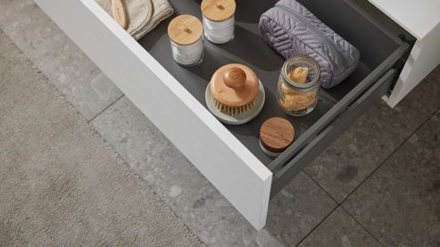 Unterschrank Interliving aus Holz in Weiß Interliving Bad Serie 7490 – Unterschrank-Set Alpinweiß - eine Schublade, Länge ca. 80 cm