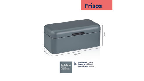 Brotkasten Kela | keck & lang aus Metall in Dunkelgrau kela Brotkasten Frisca dunkelgraues Metall  - ca.  43 x 18 cm