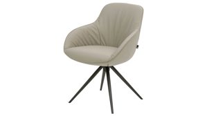 Polsterstuhl Interliving aus Leder in Beige Interliving Esszimmer Serie 5115 - Armlehnstuhl Ravi Stativ R23L milchkaffeefarbenes Leder Tendens Latte & anthrazitfarbenes Metall