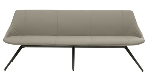 Polsterbank Interliving aus Leder in Beige Interliving Esszimmer Serie 5115 - lederbezogene  Polsterbank milchkaffeefarbenes Leder Tendens Latte & anthrazitfarbenes Metall - Länge ca. 215 cm