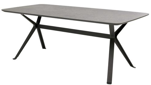 Esstisch Interliving aus Kunstharz in Dunkelgrau Interliving Esszimmer Serie 5115 - Esstisch DEKTON® Grafitte Industrial & anthrazitfarbenes Metall - ca. 200 x 100 cm