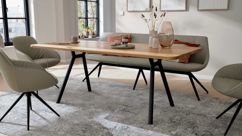 Esstisch Interliving aus Holz in Holzfarben Interliving Esszimmer Serie 5115 - Esstisch astige Eiche & anthrazitfarbenes Metall - ca. 200 x 90 cm