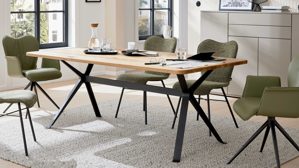 Esstisch Interliving aus Holz in Holzfarben Interliving Esszimmer Serie 5115 - Esstisch mit Eichenholz astige Eiche & anthrazitfarbenes Metall - ca. 200 x 100 cm