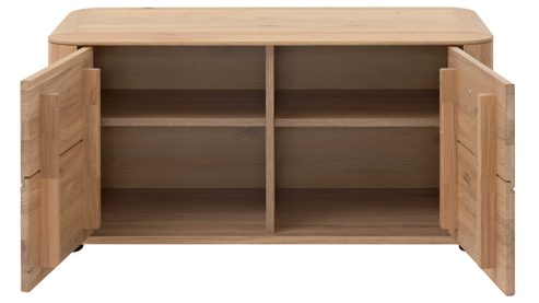 Garderobenbank Interliving aus Holz in Holzfarben Interliving Garderoben Serie 6014 - Garderobenbank Wildeiche, Granitfurnier & schwarzer Bezug - zwei Türen, Länge ca. 90 cm