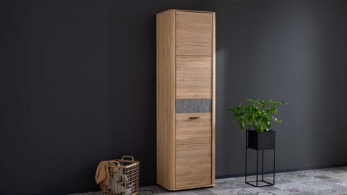 Garderobenschrank Interliving aus Holz in Holzfarben Interliving Garderoben Serie 6014 - Garderobenschrank Wildeiche & Granitfurnier - eine Tür, Höhe ca. 202 cm