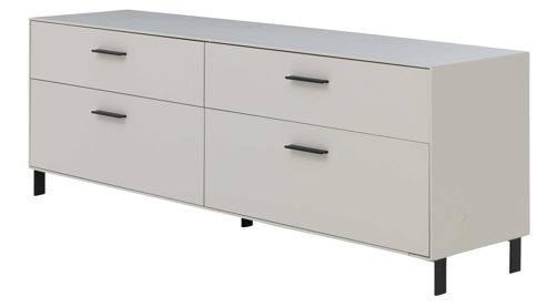 Lowboard Interliving aus Holz in Weiß Interliving Wohnzimmer Serie 2030 PLUS - Lowboard Sahara Creme & Granitfurnier - zwei Schubladen, Länge ca. 180 cm