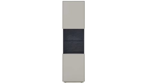 Vitrine Interliving aus Holz in Weiß Interliving Wohnzimmer Serie 2030 PLUS - Vitrine Sahara Creme & Granitfurnier - eine Tür, Breite ca. 45 cm
