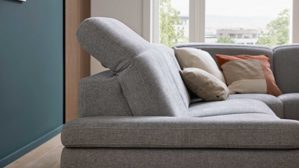 Ecksofa Interliving aus Stoff in Grau Interliving Sofa Serie 4064 - Ecksofa graue Chenille Toni & Fuß W003-01 - Stellfläche ca. 291 x 252 cm