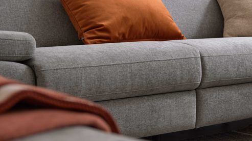 Ecksofa Interliving aus Stoff in Grau Interliving Sofa Serie 4064 - Ecksofa graue Chenille Toni & Fuß W003-01 - Stellfläche ca. 291 x 252 cm