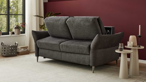 Schlafsofa Interliving aus Stoff in Anthrazit Interliving Schlafsofa Serie 4700 - Schafsofa 120LÄ anthrazitfarbener Bezug Balu & Aluminiumfüße - Breite ca. 188 cm