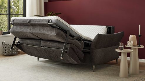 Schlafsofa Interliving aus Stoff in Anthrazit Interliving Schlafsofa Serie 4700 - Schafsofa 120LÄ anthrazitfarbener Bezug Balu & Aluminiumfüße - Breite ca. 188 cm