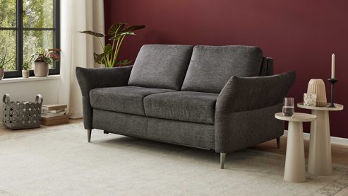 Schlafsofa Interliving aus Stoff in Anthrazit Interliving Schlafsofa Serie 4700 - Schafsofa 120LÄ anthrazitfarbener Bezug Balu & Aluminiumfüße - Breite ca. 188 cm