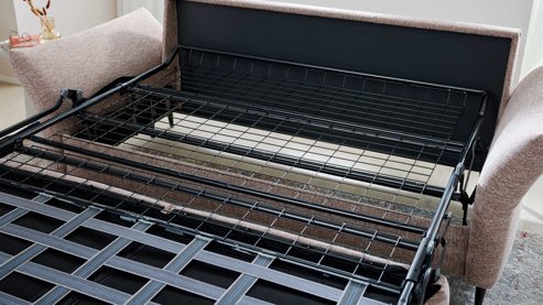 Schlafsofa Interliving aus Stoff in Rosa Interliving Schlafsofa Serie 4700 - Schlafsofa 140LÄ sienafarbener Webstoff Loft & schwarze Aluminiumfüße - Breite ca. 208 cm