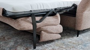 Schlafsofa Interliving aus Stoff in Rosa Interliving Schlafsofa Serie 4700 - Schlafsofa 120LÄ sienafarbener Webstoff Loft & schwarze Aluminiumfüße - Breite ca. 188 cm
